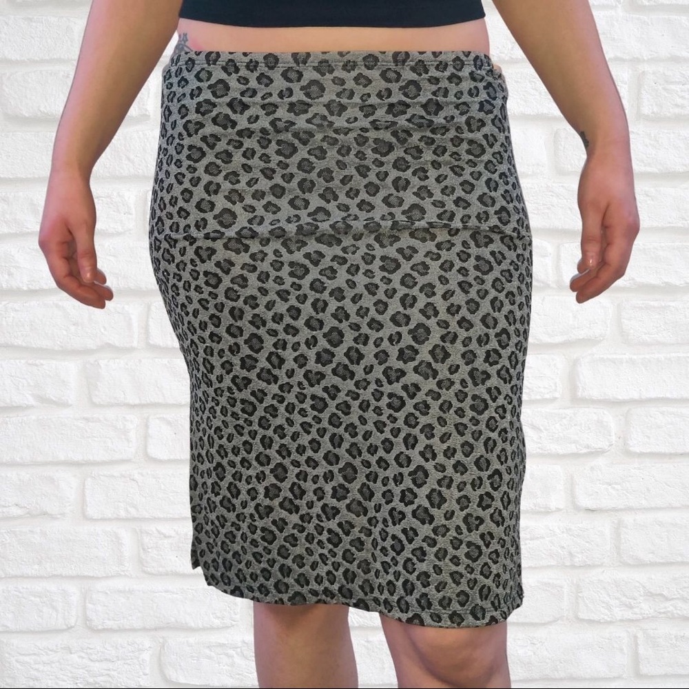Rave City, Grey + Black Cheetah Pencil Skirt